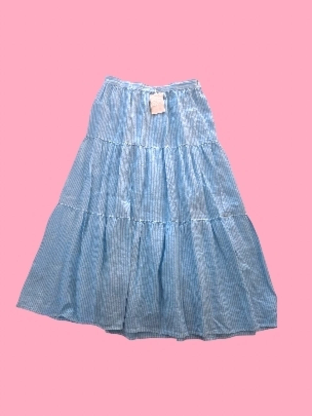 Flowing Light Blue Tiered Maxi Skirt